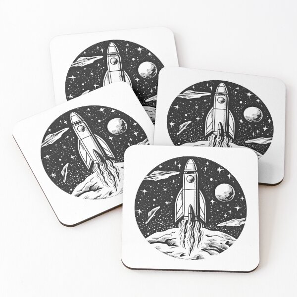 Item preview, Rocket Launch from Moon Vintage Space Poster designed and sold by rainseedart.