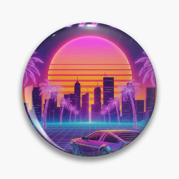 Item preview, Paisaje urbano con sintetizador de neón retrowave de los años 80 y coche designed and sold by Ink-Irony.