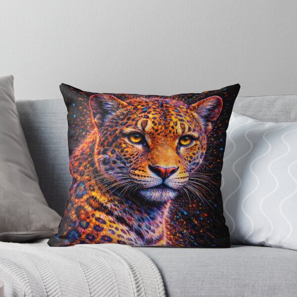 Item preview, Neon Jaguar – Colorful Expressionist Animal Portrait on Black designed and sold by kastabembe.