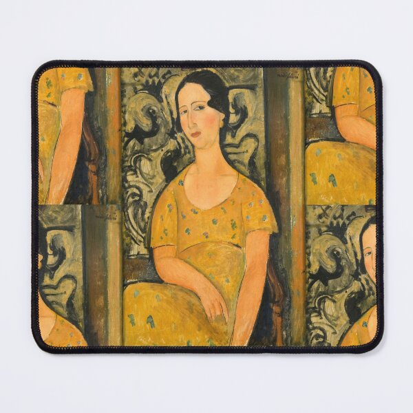 Item preview, Woman in a Yellow Dress by Amedeo Modigliani: École de Paris Portrait designed and sold by artofuniverse.