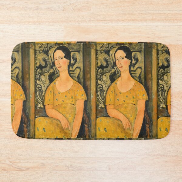 Item preview, Woman in a Yellow Dress by Amedeo Modigliani: École de Paris Portrait designed and sold by artofuniverse.