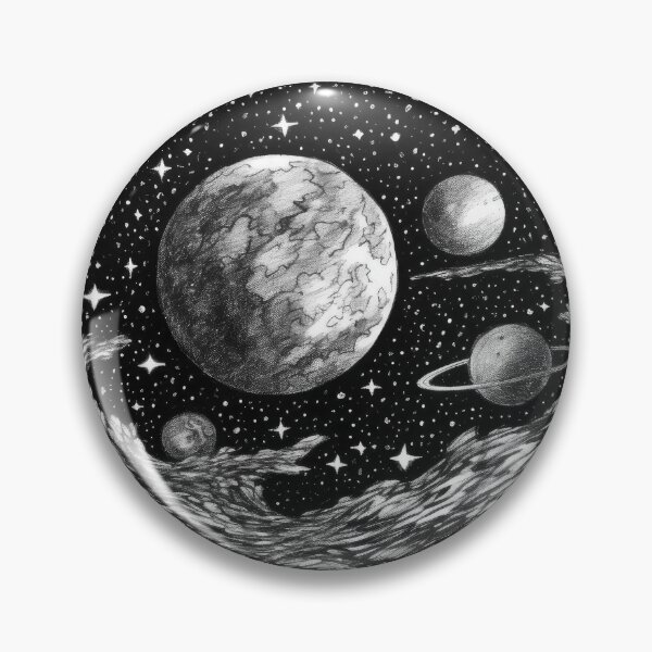 Item preview, Cosmic Planets and Nebula in Black and White designed and sold by rainseedart.