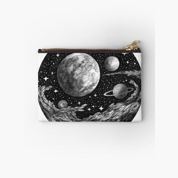 Item preview, Cosmic Planets and Nebula in Black and White designed and sold by rainseedart.