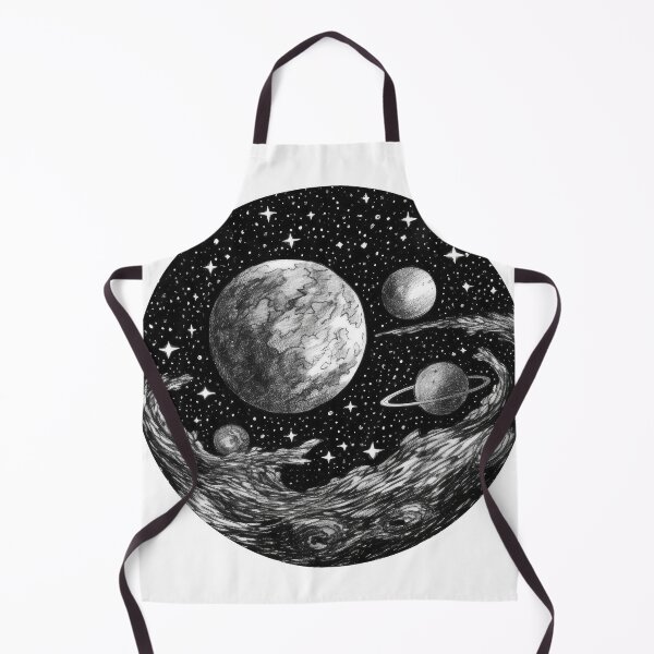 Item preview, Cosmic Planets and Nebula in Black and White designed and sold by rainseedart.