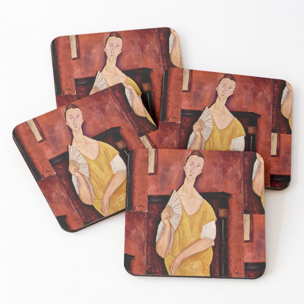 Item preview, Woman With a Fan by Amedeo Modigliani: Modernist École de Paris Portrait designed and sold by artofuniverse.