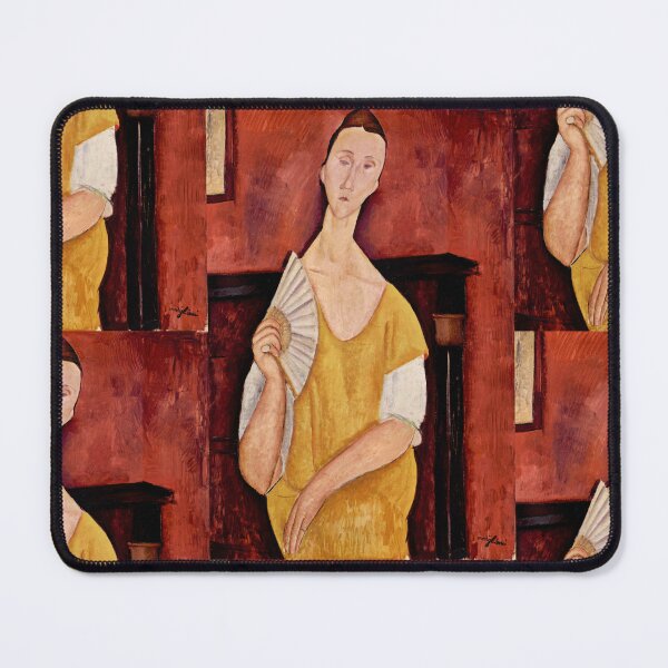 Item preview, Woman With a Fan by Amedeo Modigliani: Modernist École de Paris Portrait designed and sold by artofuniverse.