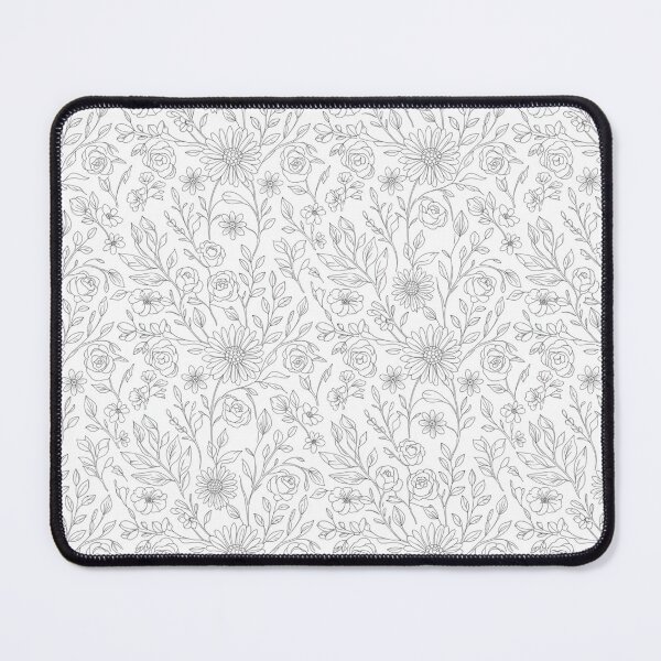Item preview, Black and White Floral Seamless Line art Pattern designed and sold by FashioonTrends.