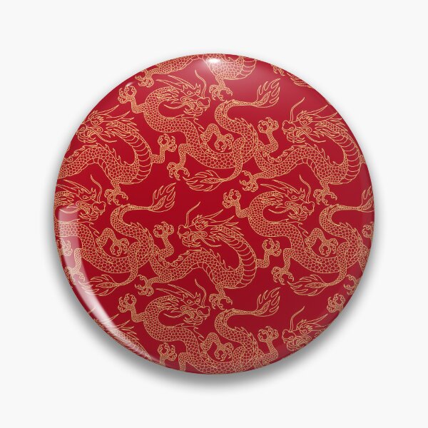 Item preview, Chinese Gold Dragons on Red – Traditional Ornamental Dragon Pattern designed and sold by BohemiaArt.