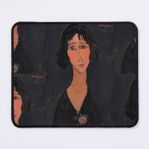 Item preview, Young Girl Wearing a Rose by Amedeo Modigliani: Melancholic Modern Portrait Poster designed and sold by artofuniverse.