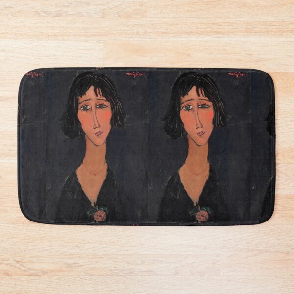 Item preview, Young Girl Wearing a Rose by Amedeo Modigliani: Melancholic Modern Portrait Poster designed and sold by artofuniverse.
