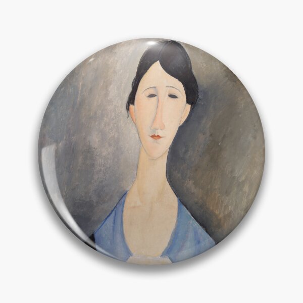 Item preview, Young Woman in Blue by Amedeo Modigliani: Modernist Portrait Fine Art Print designed and sold by artofuniverse.