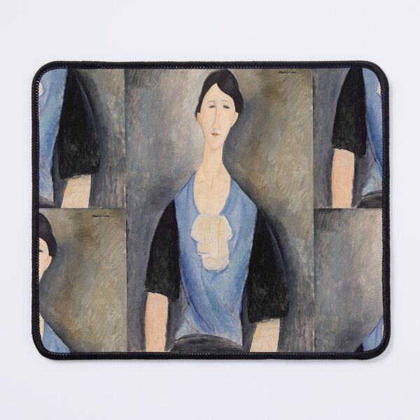Item preview, Young Woman in Blue by Amedeo Modigliani: Modernist Portrait Fine Art Print designed and sold by artofuniverse.