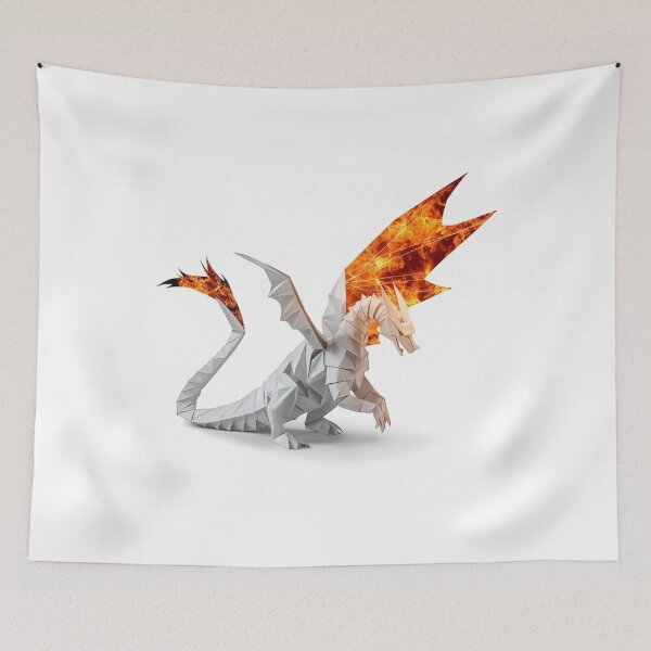 Aperçu de l'œuvre Dragon d'origami enflammé aux ailes brûlantes créée et vendue par Wonderful Designs.