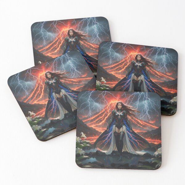 Item preview, Volcanic Lightning Goddess designed and sold by SunsetAngelsAI.