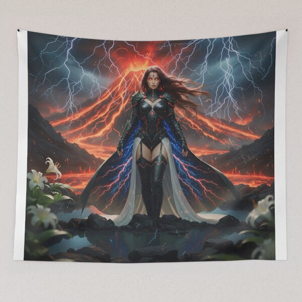 Item preview, Volcanic Lightning Goddess designed and sold by SunsetAngelsAI.