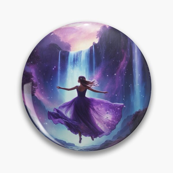 Item preview, Mystical Purple Watercolor Cosmos with Fairy and Glowing Waterfalls designed and sold by Owsworld55555.