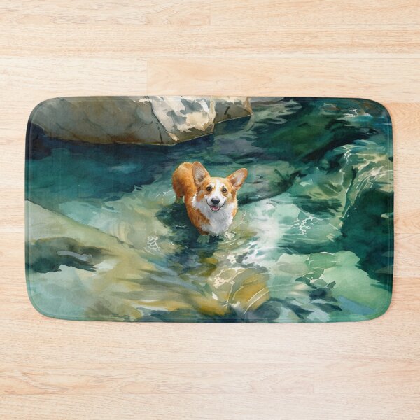 Item preview, A cheerful Corgi playing in a gentle seaside tide pool, Dogs in Motion designed and sold by CDC40.