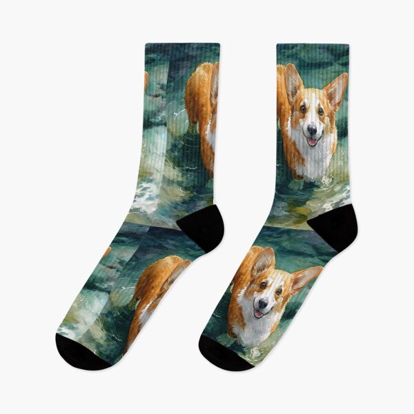 Item preview, A cheerful Corgi playing in a gentle seaside tide pool, Dogs in Motion designed and sold by CDC40.