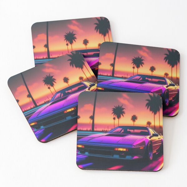 Item preview, Synthwave Retro Sports Car at Sunset – Neon 80s Night Drive designed and sold by Articooler.