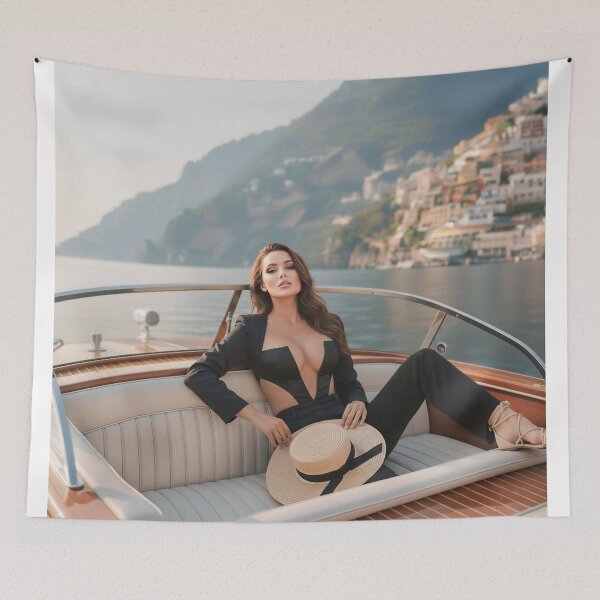 Item preview, Amalfi Coast Glamour on Luxury Boat designed and sold by SunsetAngelsAI.