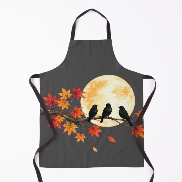 Item preview, Black Birds on Branch with Full Moon Watercolor Illustration designed and sold by juthamas8426.