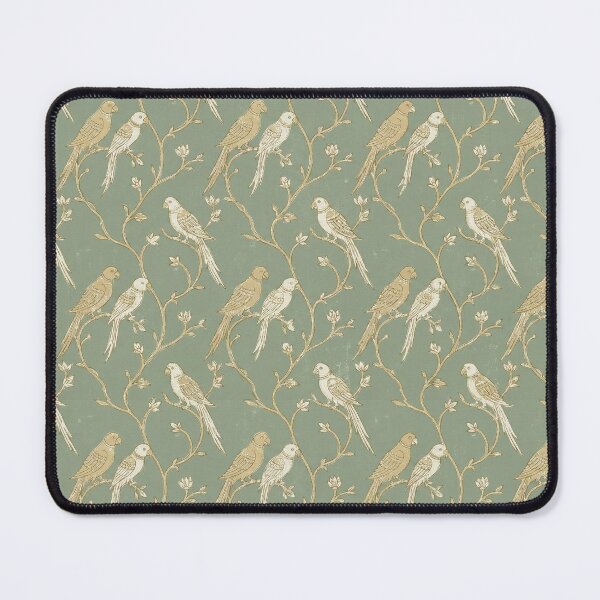 Item preview, Vintage Sanganeri Parrot Teal Brass Vines - Luxe Indian Parrot & Vine Pattern designed and sold by IndoPatterns.