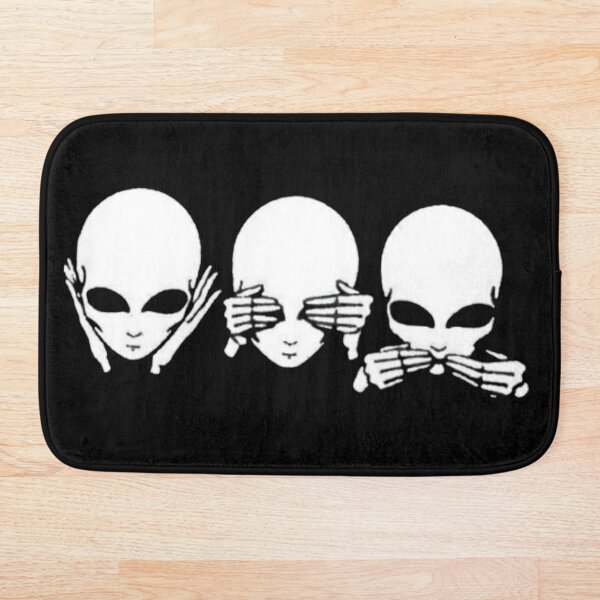 Aperçu de l'œuvre Art extraterrestre « Ne voyez pas le mal » | Esthétique minimaliste en noir et blanc créée et vendue par Kruti Collection.