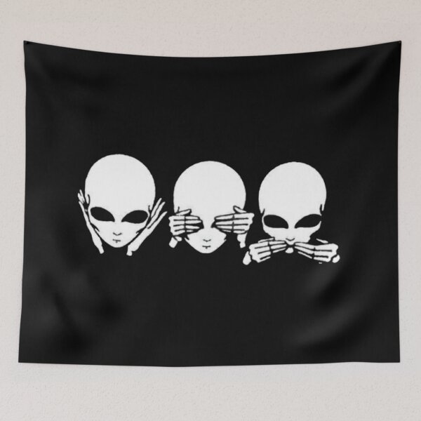 Item preview, See No Evil Alien Art | Minimal Black & White Aesthetic designed and sold by Kruti Collection.