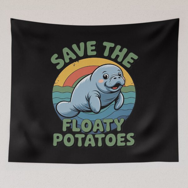 Item preview, Manatee Save The Floaty Potatoes Chubby Mermaid designed and sold by HermanTricia.