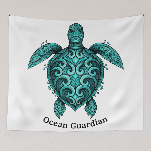 Item preview,  Ocean Guardian Teal Tribal Turtle designed and sold by zoughlal.