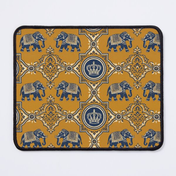 Item preview, Royal Sanganeri Elephant & Crown - Luxe Indian Heritage Seamless Pattern designed and sold by IndoPatterns.