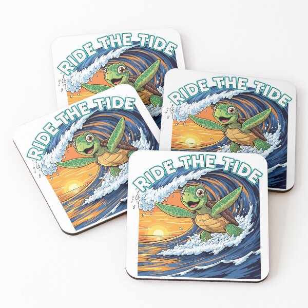 Item preview,  Ride The Tide Cartoon Surfing Turtle designed and sold by zoughlal.