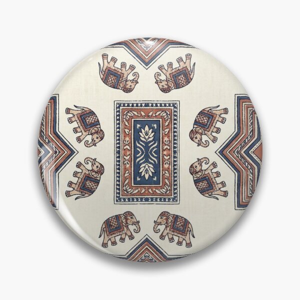 Item preview, Royal Sanganeri Jaipuri Rajasthani Medallion - Luxe Indian Elephant & Lotus Seamless Pattern designed and sold by IndoPatterns.