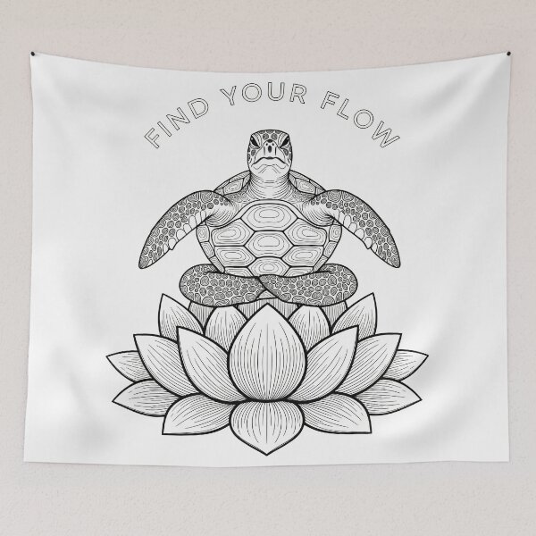 Item preview,  Find Your Flow Meditating Turtle Line Art designed and sold by zoughlal.