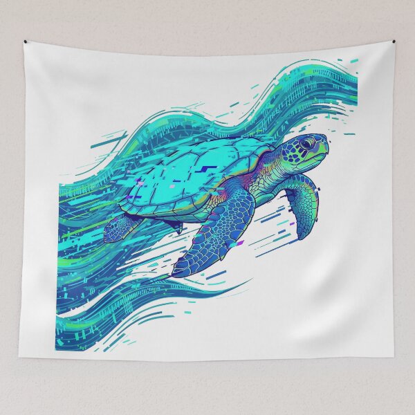 Item preview,  Glitch Art Vaporwave Sea Turtle designed and sold by zoughlal.