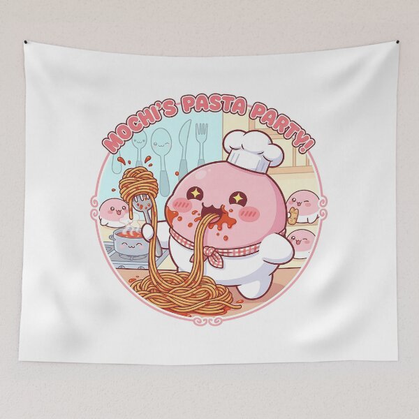 Item preview, Mochi Pasta Party – Cute Funny Food Illustration for Pasta & Mochi Lovers designed and sold by GlobalBoom.