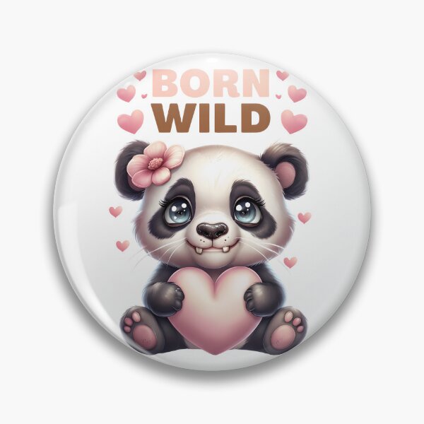Item preview, Born Wild Panda with Pink Heart Love designed and sold by LunaPixelStudio.