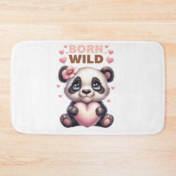 Item preview, Born Wild Panda with Pink Heart Love designed and sold by LunaPixelStudio.