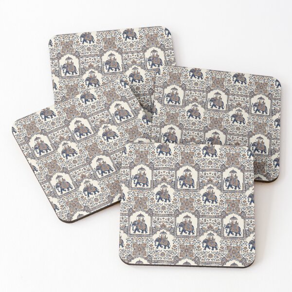 Item preview, Royal Court Sanganeri Dabu - Vintage Indian Elephant Patter designed and sold by IndoPatterns.