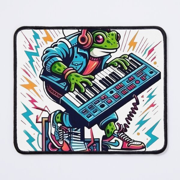 Item preview, 80s Retro Frog Playing Synthesizer designed and sold by Samthecreator01.
