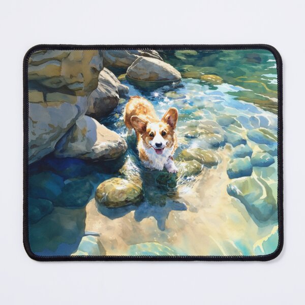 Item preview, A cheerful Corgi playing in a gentle seaside tide pool, Dogs in Motion designed and sold by CDC40.