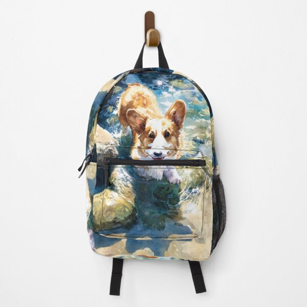 Item preview, A cheerful Corgi playing in a gentle seaside tide pool, Dogs in Motion designed and sold by CDC40.