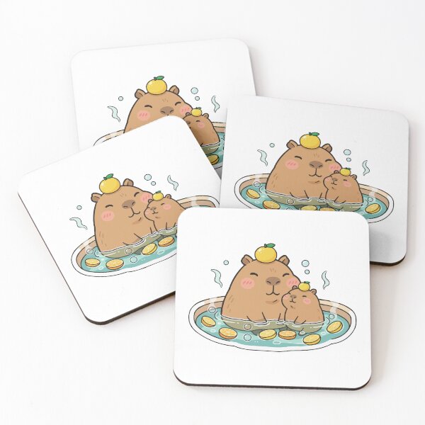 Item preview, Capybara Family Yuzu Bath - Cute Mom and Baby designed and sold by Petzzz.