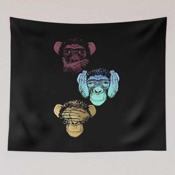 Item preview, See Hear Speak No Evil Monkeys | Colorful Minimal Art designed and sold by Kruti Collection.