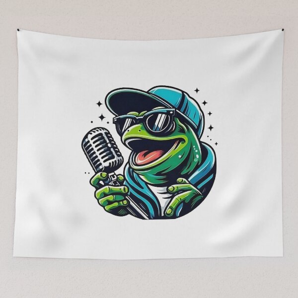 Item preview, Frog Crooner Singing into Vintage Microphone designed and sold by Samthecreator01.
