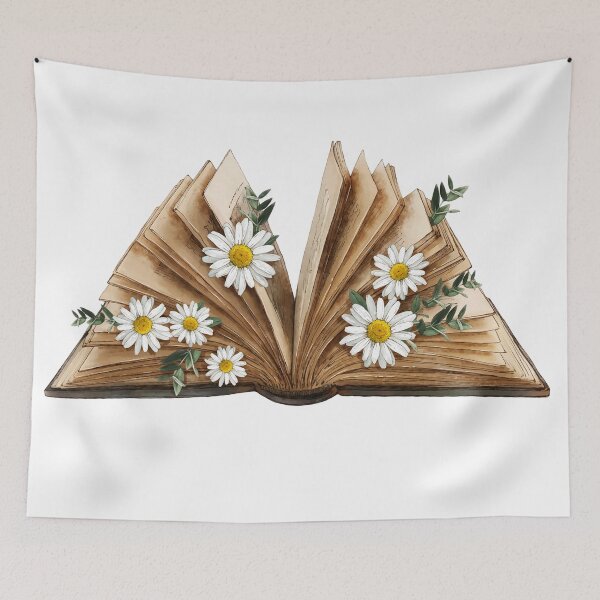 Item preview, Vintage Watercolor Book with White Flowers designed and sold by ArtByRahim.