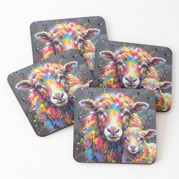 Item preview, Colour Splash Companions – Abstract Sheep & Lamb Painting designed and sold by Printpix.