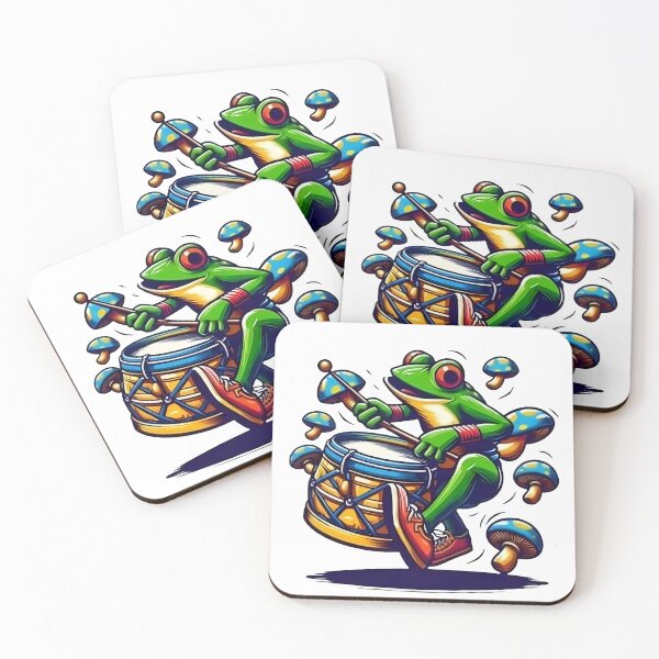 Item preview, Cottagecore Frog Playing Mushroom Drums designed and sold by Samthecreator01.