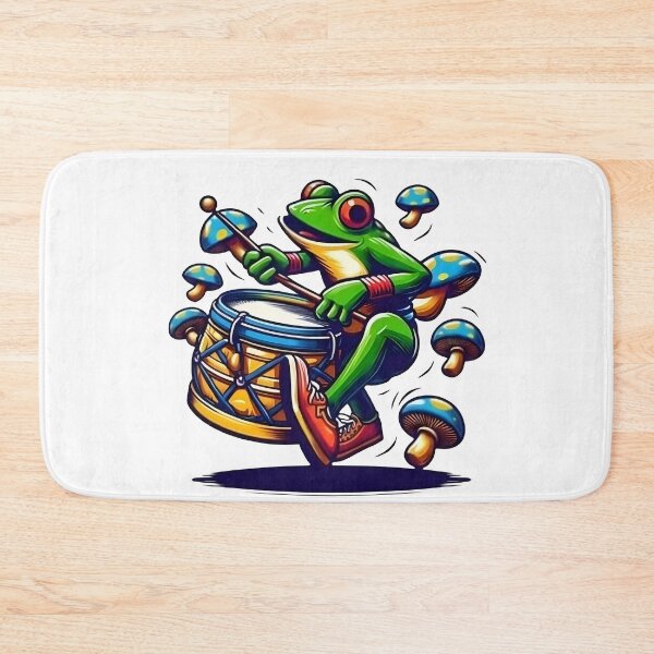 Item preview, Cottagecore Frog Playing Mushroom Drums designed and sold by Samthecreator01.
