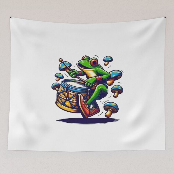 Item preview, Cottagecore Frog Playing Mushroom Drums designed and sold by Samthecreator01.